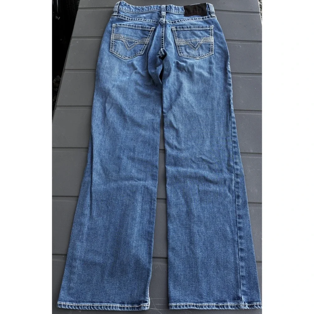 Rock & Roll Denim Jeans Mens 32 x 34 Blue Double Barrel Straight Leg Western